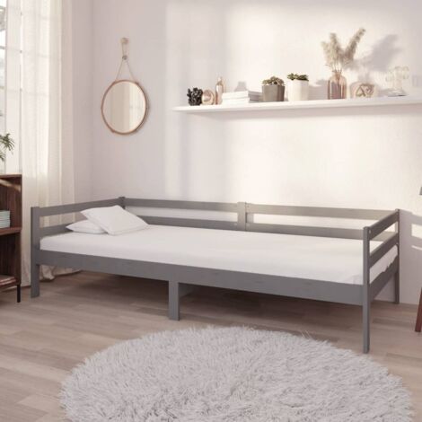 Sofá cama sin colchón madera maciza de pino gris 90x200 cm