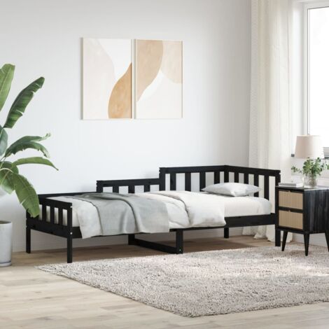 Sofá cama sin colchón madera maciza de pino negro 90x190 cm vidaXL