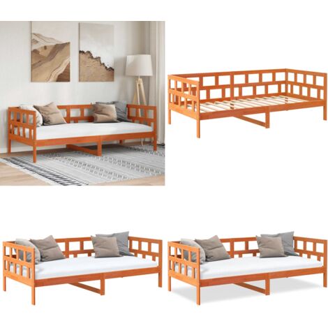 Sofá cama sin colchón madera maciza pino marrón cera 80x200 cm - Sofá cama sin colchón - Sofá cama madera