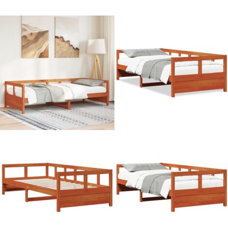 Sofá cama sin colchón madera maciza pino marrón cera 80x200 cm - Sofá cama sin colchón - Sofá cama madera