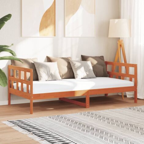 Sofá cama sin colchón madera maciza pino marrón cera 80x200 cm vidaXL