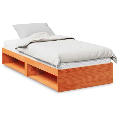 Sofá cama sin colchón madera maciza pino marrón cera 90x190 cm