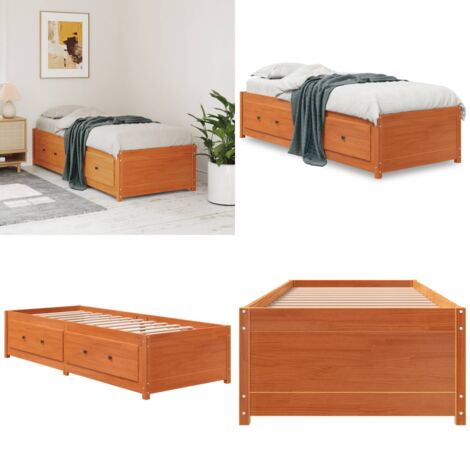 Sofá cama sin colchón madera maciza pino marrón cera 90x190 cm - Sofá cama de madera - Sofá cama sin colchón
