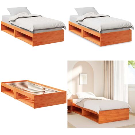 Sofá cama sin colchón madera maciza pino marrón cera 90x200 cm - Cama de madera - Sofá cama sin colchón