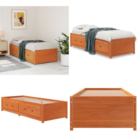 Sofá cama sin colchón madera maciza pino marrón cera 90x200 cm - Sofá cama madera - Sofá cama sin colchón