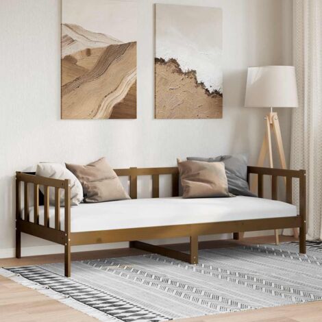 Sofá cama sin colchón madera maciza pino marrón miel 90x200 cm vidaXL