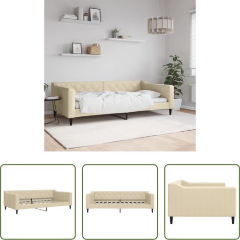 Sofá cama sin colchón -  Sofá cama sin colchón tela crema 100x200 cm