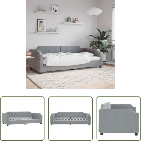 Sofá cama sin colchón -  Sofá cama sin colchón tela gris claro 80x200 cm