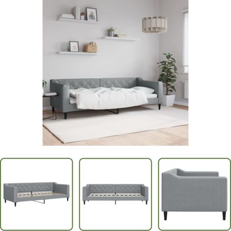 Sofá cama sin colchón -  Sofá cama sin colchón tela gris claro 80x200 cm