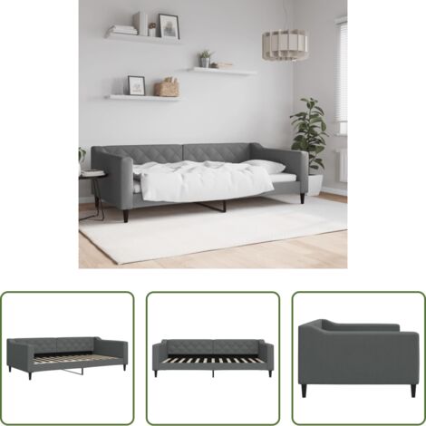 Sofá cama sin colchón -  Sofá cama sin colchón tela gris oscuro 100x200 cm