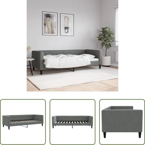 Sofá cama sin colchón -  Sofá cama sin colchón tela gris oscuro 80x200 cm