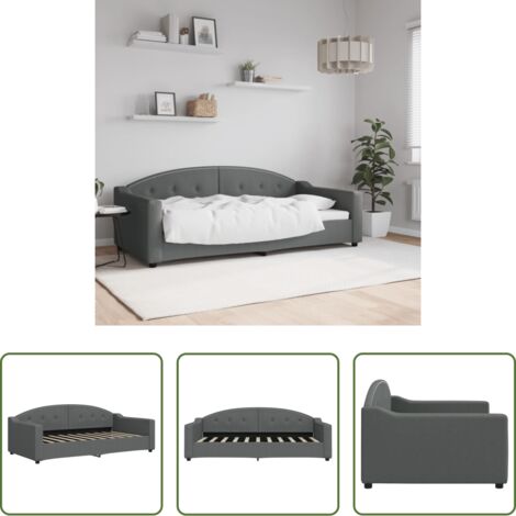 Sofá cama sin colchón -  Sofá cama sin colchón tela gris oscuro 90x190 cm