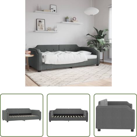 Sofá cama sin colchón -  Sofá cama sin colchón tela gris oscuro 90x200 cm