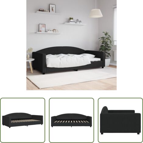 Sofá cama sin colchón -  Sofá cama sin colchón tela negro 100x200 cm