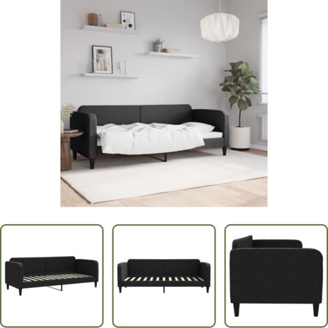 Sofá cama sin colchón -  Sofá cama sin colchón tela negro 80x200 cm