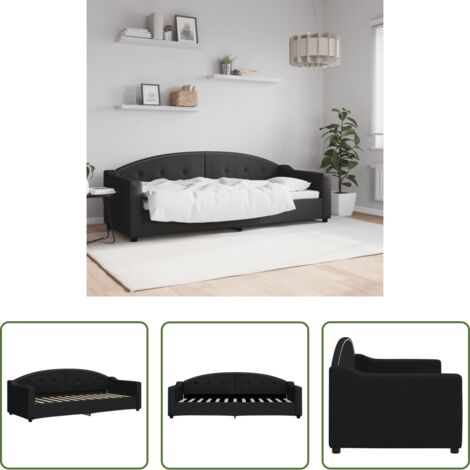 Sofá cama sin colchón -  Sofá cama sin colchón tela negro 80x200 cm