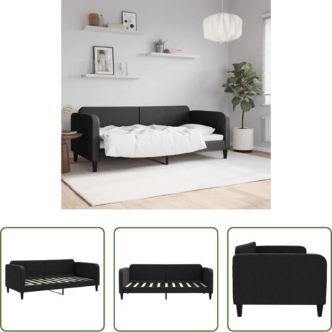 Sofá cama sin colchón -  Sofá cama sin colchón tela negro 90x190 cm