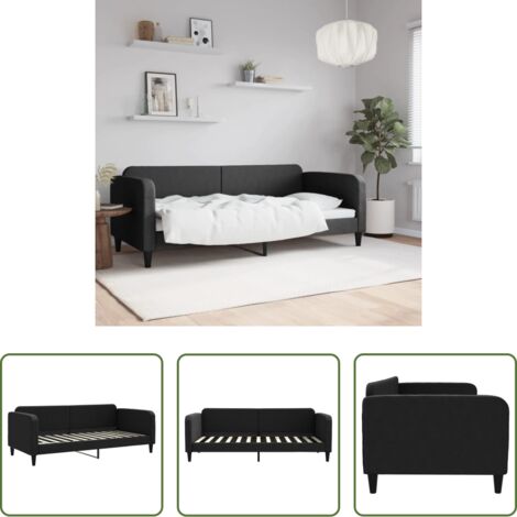 Sofá cama sin colchón -  Sofá cama sin colchón tela negro 90x200 cm