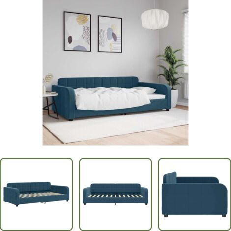 Sofá cama sin colchón -  Sofá cama sin colchón terciopelo azul 100x200 cm