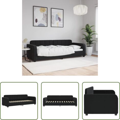Sofá cama sin colchón -  Sofá cama sin colchón terciopelo negro 80x200 cm