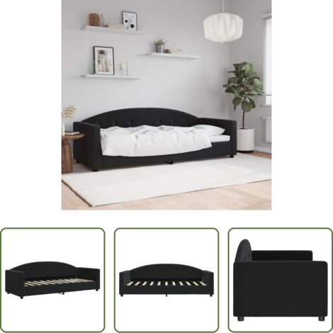 Sofá cama sin colchón -  Sofá cama sin colchón terciopelo negro 80x200 cm