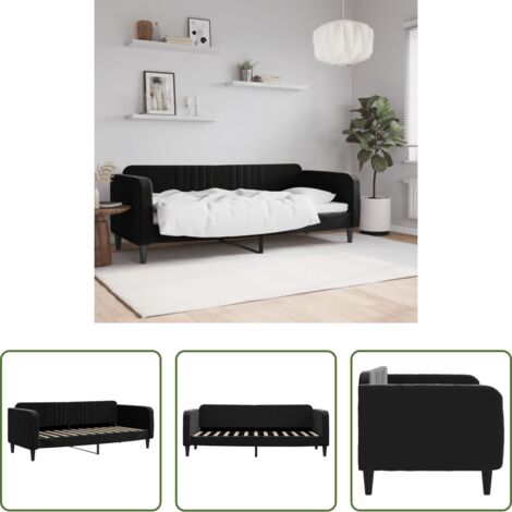 Sofá cama sin colchón -  Sofá cama sin colchón terciopelo negro 80x200 cm
