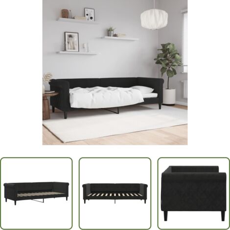 Sofá cama sin colchón -  Sofá cama sin colchón terciopelo negro 80x200 cm