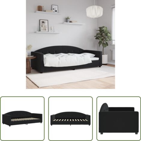 Sofá cama sin colchón -  Sofá cama sin colchón terciopelo negro 90x190 cm