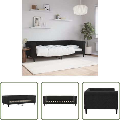 Sofá cama sin colchón -  Sofá cama sin colchón terciopelo negro 90x200 cm