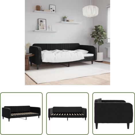 Sofá cama sin colchón -  Sofá cama sin colchón terciopelo negro 90x200 cm