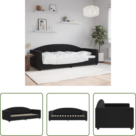 Sofá cama sin colchón -  Sofá cama sin colchón terciopelo negro 90x200 cm