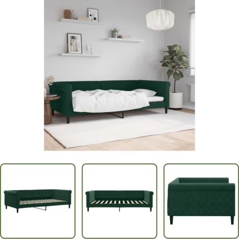 Sofá cama sin colchón -  Sofá cama sin colchón terciopelo verde oscuro 100x200 cm