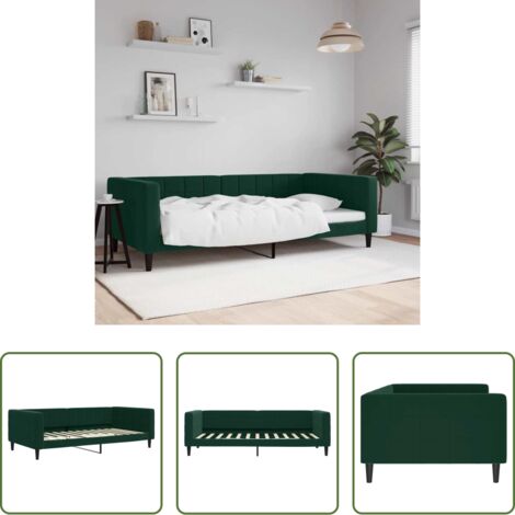 Sofá cama sin colchón -  Sofá cama sin colchón terciopelo verde oscuro 100x200 cm