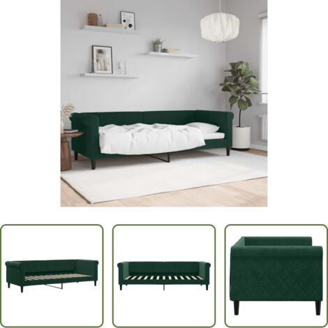 Sofá cama sin colchón -  Sofá cama sin colchón terciopelo verde oscuro 80x200 cm