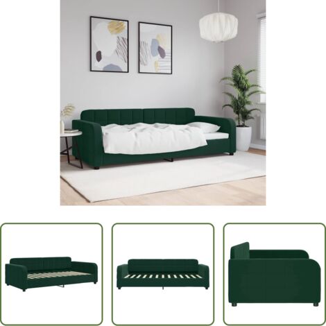 Sofá cama sin colchón -  Sofá cama sin colchón terciopelo verde oscuro 90x200cm