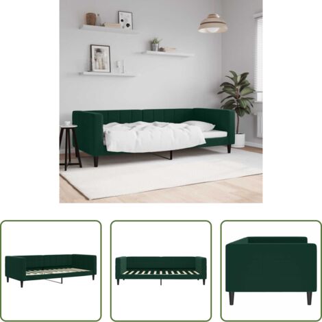 Sofá cama sin colchón -  Sofá cama sin colchón terciopelo verde oscuro 90x200cm