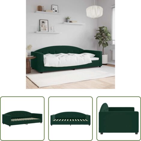 Sofá cama sin colchón -  Sofá cama sin colchón terciopelo verde oscuro 90x200cm