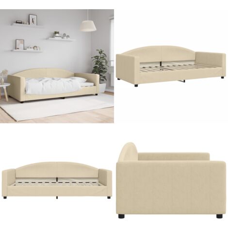 Sofá cama sin colchón tela crema 100x200 cm - Sofá cama sin colchón - Sofá cama crema
