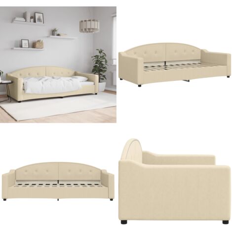 Sofá cama sin colchón tela crema 90x200 cm - Sofá cama 2 en 1 - Sofá cama con colchón