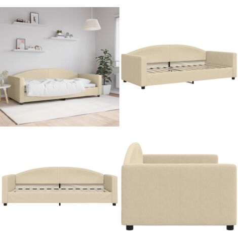 Sofá cama sin colchón tela crema 90x200 cm - Sofá cama 2 en 1 - Sofá cama con colchón