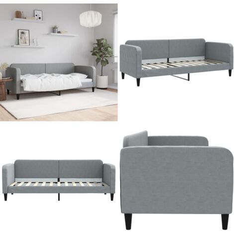 Sofá cama sin colchón tela gris claro 80x200 cm - Sofá cama 2 en 1 - Sofá cama sin colchón