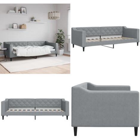Sofá cama sin colchón tela gris claro 80x200 cm - Sofá cama sin colchón - Sofá cama 2 en 1