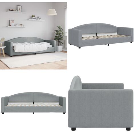 Sofá cama sin colchón tela gris claro 80x200 cm - Sofá cama sin colchón - Sofá cama 2 en 1