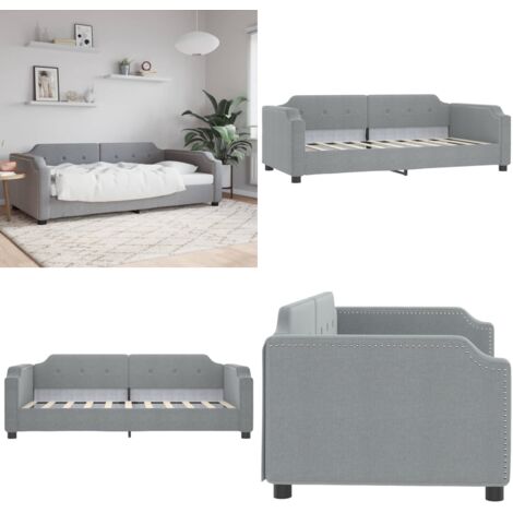 Sofá cama sin colchón tela gris claro 80x200 cm - Sofá cama sin colchón - Sofá cama gris claro