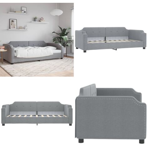 Sofá cama sin colchón tela gris claro 90x190 cm - Sofá cama 2 en 1 - Sofá cama con tela