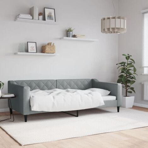 Sofá cama sin colchón tela gris claro 90x190 cm vidaXL