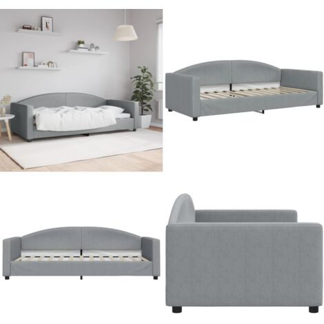 Sofá cama sin colchón tela gris claro 90x200 cm - Sofá cama sin colchón - Sofá cama gris claro