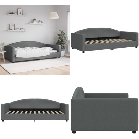 Sofá cama sin colchón tela gris oscuro 100x200 cm - Sofá cama sin colchón - Sofá cama gris oscuro