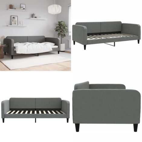 Sofá cama sin colchón tela gris oscuro 100x200 cm - Sofá cama sin colchón - Sofá cama gris oscuro