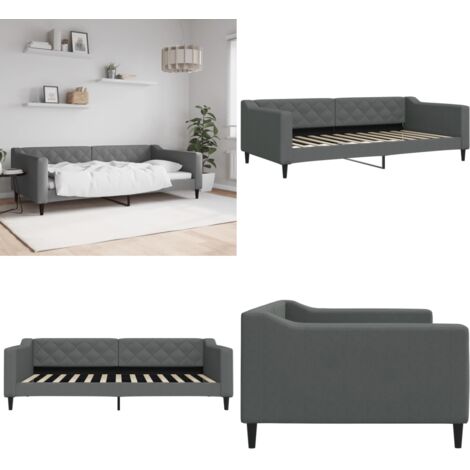 Sofá cama sin colchón tela gris oscuro 100x200 cm - Sofá cama sin colchón - Sofá cama gris oscuro